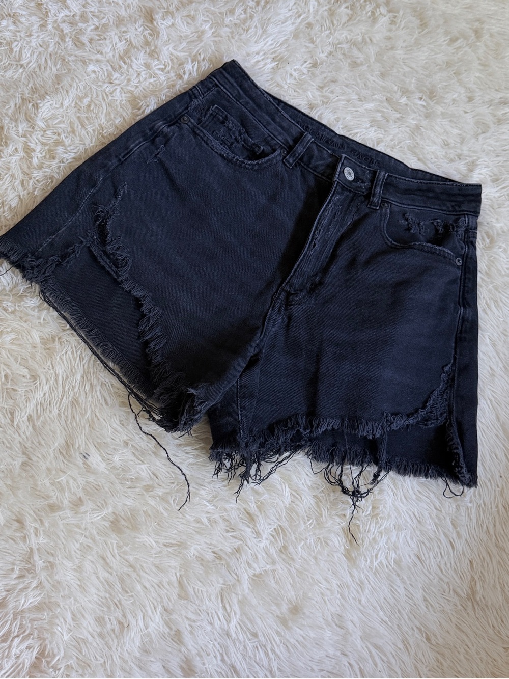 American Eagle Outfitters Black Distressed Denim Cutoff Shorts